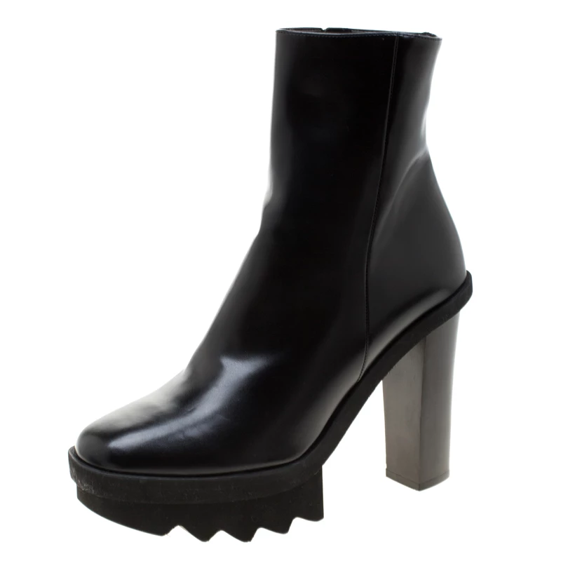 Stella McCartney Black Faux Leather Platform Ankle Boots Size 40 For Women 3 Stella McCartney Black Faux Leather Platform Ankle Boots Size 40 For Women