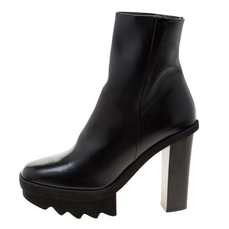 Stella McCartney Black Faux Leather Platform Ankle Boots Size 40 For Women 4 Stella McCartney Black Faux Leather Platform Ankle Boots Size 40 For Women - Image 2