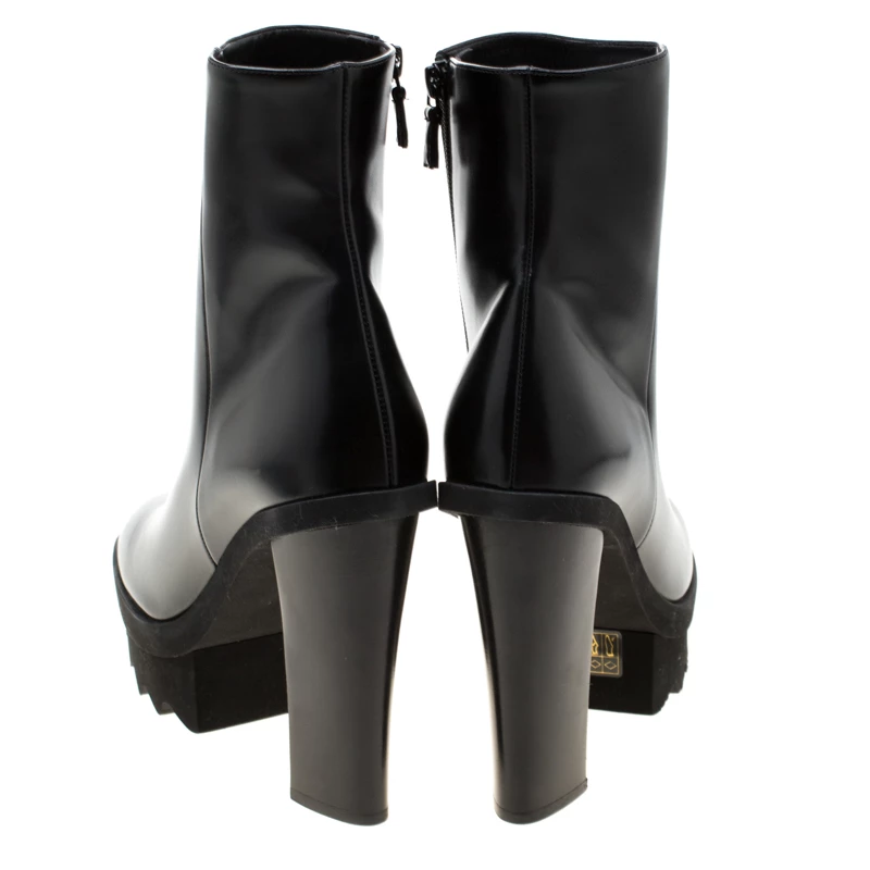 Stella McCartney Black Faux Leather Platform Ankle Boots Size 40 For Women 7 Stella McCartney Black Faux Leather Platform Ankle Boots Size 40 For Women - Image 5
