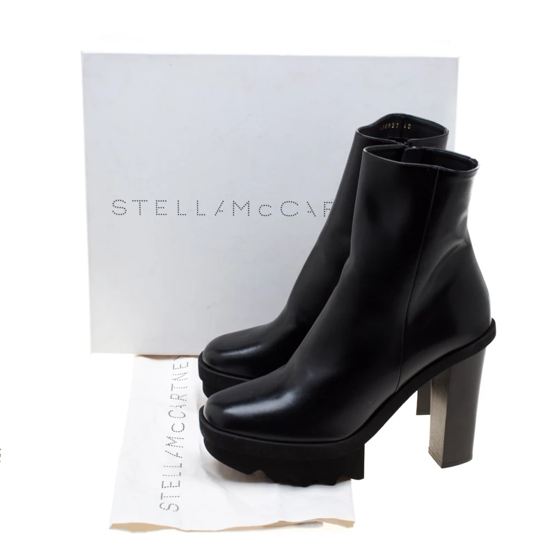 Stella McCartney Black Faux Leather Platform Ankle Boots Size 40 For Women 10 Stella McCartney Black Faux Leather Platform Ankle Boots Size 40 For Women - Image 8