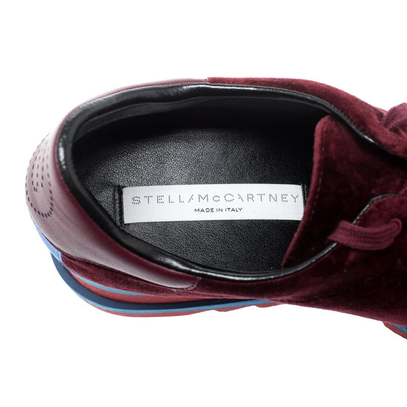 Stella McCartney Burgundy Velvet Elyse Sneakers Size 41 For Women 9 Stella McCartney Burgundy Velvet Elyse Sneakers Size 41 For Women - Image 7