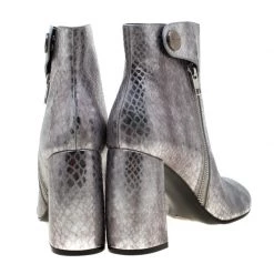 Stella McCartney Metallic Silver Python Embossed Faux Leather Ankle Boots Size 38 For Women -Stella McCartney Sales luxury women stella mccartney new shoes p208833 003