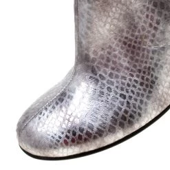 Stella McCartney Metallic Silver Python Embossed Faux Leather Ankle Boots Size 38 For Women -Stella McCartney Sales luxury women stella mccartney new shoes p208833 005