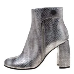 Stella McCartney Metallic Silver Python Embossed Faux Leather Ankle Boots Size 38 For Women -Stella McCartney Sales luxury women stella mccartney new shoes p208833 006