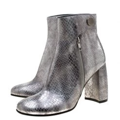 Stella McCartney Metallic Silver Python Embossed Faux Leather Ankle Boots Size 38 For Women -Stella McCartney Sales luxury women stella mccartney new shoes p208833 008