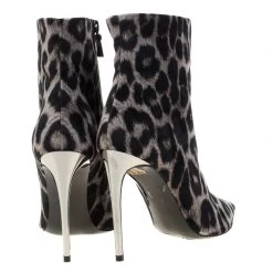 Stella McCartney Beige/Black Leopard Print Velvet Ankle Boots Size 38.5 For Women -Stella McCartney Sales luxury women stella mccartney new shoes p208857 003