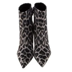 Stella McCartney Beige/Black Leopard Print Velvet Ankle Boots Size 38.5 For Women -Stella McCartney Sales luxury women stella mccartney new shoes p208857 004
