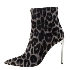 Stella McCartney Beige/Black Leopard Print Velvet Ankle Boots Size 38.5 For Women -Stella McCartney Sales luxury women stella mccartney new shoes p208857 006