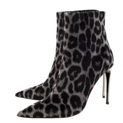 Stella McCartney Beige/Black Leopard Print Velvet Ankle Boots Size 38.5 For Women -Stella McCartney Sales luxury women stella mccartney new shoes p208857 008