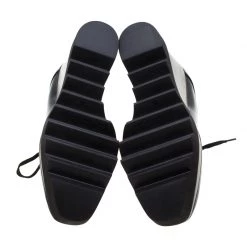 Stella McCartney Black Faux Leather Leana Wooden Wedge Lace-Up Oxfords Size 35 For Women -Stella McCartney Sales luxury women stella mccartney new shoes p209350 003