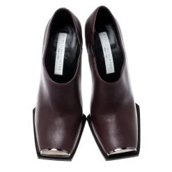 Stella McCartney Burgundy Faux Leather Square Toe Ankle Boots Size 38 For Women -Stella McCartney Sales luxury women stella mccartney new shoes p210323 006