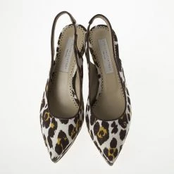 Stella McCartney Leopard Print Canvas Slingback Nathalie Wedges Size 38 For Women -Stella McCartney Sales luxury women stella mccartney new shoes p21305 004