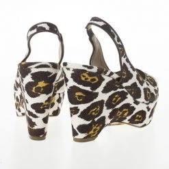Stella McCartney Leopard Print Canvas Slingback Nathalie Wedges Size 38 For Women -Stella McCartney Sales luxury women stella mccartney new shoes p21305 006