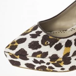 Stella McCartney Leopard Print Canvas Slingback Nathalie Wedges Size 38 For Women -Stella McCartney Sales luxury women stella mccartney new shoes p21305 008