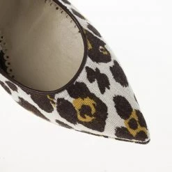 Stella McCartney Leopard Print Canvas Slingback Nathalie Wedges Size 38 For Women -Stella McCartney Sales luxury women stella mccartney new shoes p21305 009