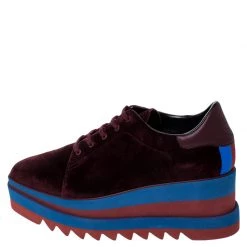Stella McCartney Burgundy/Blue Velvet Elyse Platform Derby Size 40.5 For Women -Stella McCartney Sales luxury women stella mccartney new shoes p237403 003