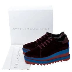 Stella McCartney Burgundy/Blue Velvet Elyse Platform Derby Size 40.5 For Women -Stella McCartney Sales luxury women stella mccartney new shoes p237403 007