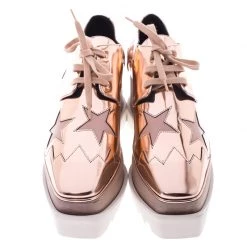 Stella McCartney Metallic Rose Gold Faux Leather Elyse Star Platform Lace Up Derby Size 38 For Women -Stella McCartney Sales luxury women stella mccartney new shoes p249317 001