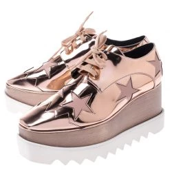 Stella McCartney Metallic Rose Gold Faux Leather Elyse Star Platform Lace Up Derby Size 38 For Women -Stella McCartney Sales luxury women stella mccartney new shoes p249317 005