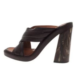 Stella McCartney Brown Faux Leather Veneer CrissCross Slides Size 39 For Women -Stella McCartney Sales luxury women stella mccartney new shoes p2525 003