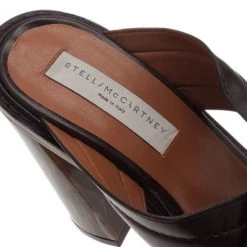 Stella McCartney Brown Faux Leather Veneer CrissCross Slides Size 39 For Women -Stella McCartney Sales luxury women stella mccartney new shoes p2525 008