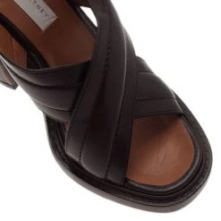 Stella McCartney Brown Faux Leather Veneer CrissCross Slides Size 39 For Women -Stella McCartney Sales luxury women stella mccartney new shoes p2525 009