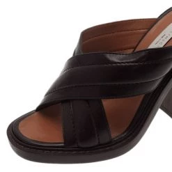Stella McCartney Brown Faux Leather Veneer CrissCross Slides Size 39 For Women -Stella McCartney Sales luxury women stella mccartney new shoes p2525 010