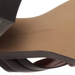 Stella McCartney Brown Faux Leather Veneer CrissCross Slides Size 39 For Women -Stella McCartney Sales luxury women stella mccartney new shoes p2525 011
