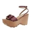 Stella McCartney Bordeaux Faux Leather Buckle Ankle Strap Wedges Size 38 For Women -Stella McCartney Sales luxury women stella mccartney new shoes p2526 001
