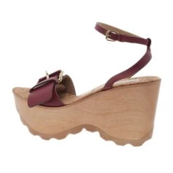 Stella McCartney Bordeaux Faux Leather Buckle Ankle Strap Wedges Size 38 For Women -Stella McCartney Sales luxury women stella mccartney new shoes p2526 003