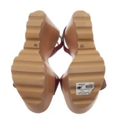 Stella McCartney Bordeaux Faux Leather Buckle Ankle Strap Wedges Size 38 For Women -Stella McCartney Sales luxury women stella mccartney new shoes p2526 007
