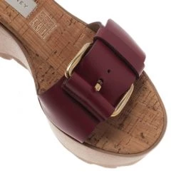 Stella McCartney Bordeaux Faux Leather Buckle Ankle Strap Wedges Size 38 For Women -Stella McCartney Sales luxury women stella mccartney new shoes p2526 009