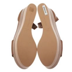 Stella McCartney Brown Faux Leather Lindsey Ankle Strap Wedge Sandals Size 41 For Women -Stella McCartney Sales luxury women stella mccartney new shoes p2566 006