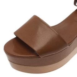 Stella McCartney Brown Faux Leather Lindsey Ankle Strap Wedge Sandals Size 41 For Women -Stella McCartney Sales luxury women stella mccartney new shoes p2566 007