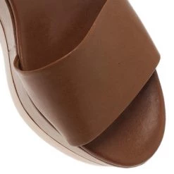 Stella McCartney Brown Faux Leather Lindsey Ankle Strap Wedge Sandals Size 41 For Women -Stella McCartney Sales luxury women stella mccartney new shoes p2566 009