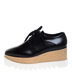 Stella McCartney Black Faux Leather Elyse Platform Derby Size 38 For Women -Stella McCartney Sales luxury women stella mccartney new shoes p261603 006