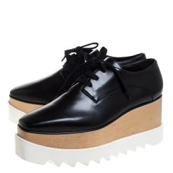 Stella McCartney Black Faux Leather Elyse Platform Derby Size 38 For Women -Stella McCartney Sales luxury women stella mccartney new shoes p261603 008