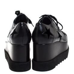 Stella McCartney Black Faux Leather And Velvet Elyse Star Platform Lace Up Booties Size 40 For Women -Stella McCartney Sales luxury women stella mccartney new shoes p267710 002