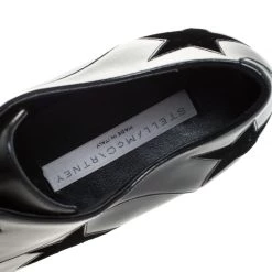 Stella McCartney Black Faux Leather And Velvet Elyse Star Platform Lace Up Booties Size 40 For Women -Stella McCartney Sales luxury women stella mccartney new shoes p267710 004