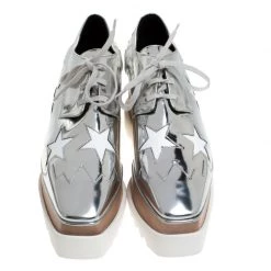 Stella McCartney Metallic Silver Faux Leather Elyse Star Platform Derby Size 41 For Women 12 Stella McCartney Metallic Silver Faux Leather Elyse Star Platform Derby Size 41 For Women -Stella McCartney Sales luxury women stella mccartney new shoes p281231 1585135861 006