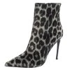 Stella McCartney Black Leopard Print Velvet Pointed Toe Ankle Booties Size 37 For Women -Stella McCartney Sales luxury women stella mccartney new shoes p299914 004