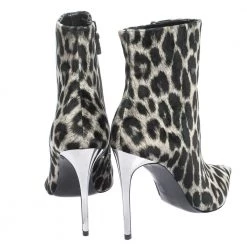 Stella McCartney Black Leopard Print Velvet Pointed Toe Ankle Booties Size 37 For Women -Stella McCartney Sales luxury women stella mccartney new shoes p299914 006