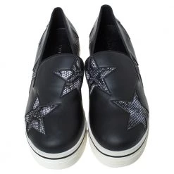 Stella McCartney Black Faux Leather Star Platform Slip On Sneakers Size 38 For Women 12 Stella McCartney Black Faux Leather Star Platform Slip On Sneakers Size 38 For Women -Stella McCartney Sales luxury women stella mccartney new shoes p299950 006