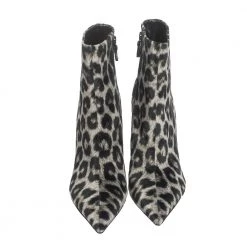 Stella McCartney Black Leopard Print Velvet Pointed Toe Ankle Booties Size 39 For Women -Stella McCartney Sales luxury women stella mccartney new shoes p299958 003