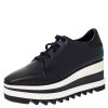 Stella McCartney Black Faux Leather Elyse Platform Lace Up Sneakers 40 For Women