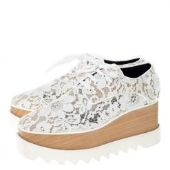 Stella McCartney White Lace Elyse Platform Lace Up Sneakers Size 38.5 For Women -Stella McCartney Sales luxury women stella mccartney new shoes p301300 008