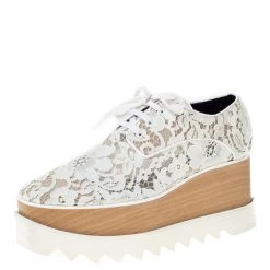 Stella McCartney White Lace Elyse Platform Lace Up Sneakers Size 39 For Women