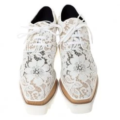 Stella McCartney White Lace Elyse Platform Lace Up Sneakers Size 36.5 For Women -Stella McCartney Sales luxury women stella mccartney new shoes p301311 004