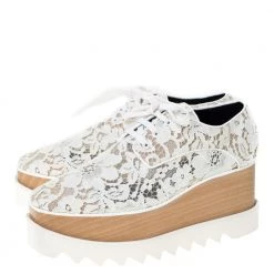 Stella McCartney White Lace Elyse Platform Lace Up Sneakers Size 36.5 For Women -Stella McCartney Sales luxury women stella mccartney new shoes p301311 008