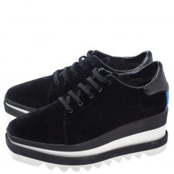 Stella McCartney Black Velet Elyse Platform Lace Up Sneakers Size 39.5 For Women -Stella McCartney Sales luxury women stella mccartney new shoes p301331 001